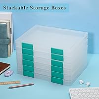 Vista 36 de PerKoop 6 Pcs Clear Paper Storage Box A4 Plastic File Box Document Paper Organizer Storage Board Game Project Cases Containers with Buckle for Black