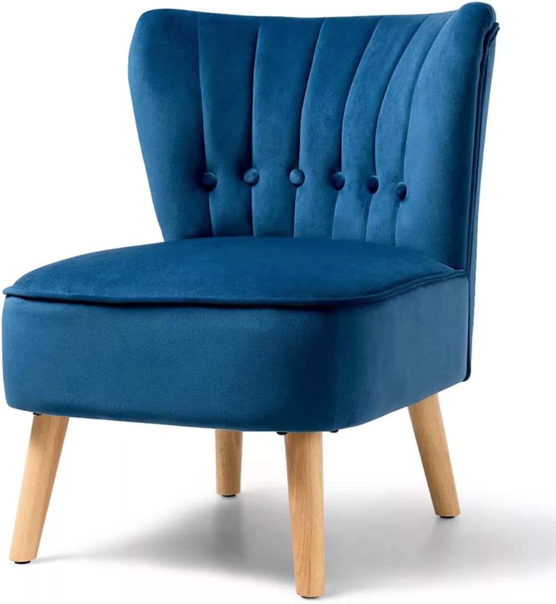 Mid Century Modern Accent Chair Furniture,Sofa Without Armrest Fabric Single Leisure Dining Chair,Comfortable Wood Frame Lounge Arm Chairs for Living Room Bedroom (26.77 x 19.68 x 31.5 inch, Blue)