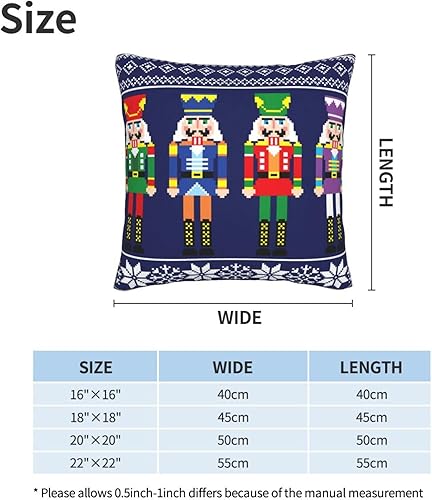 Miniatura 2 de Fiokroo Cascanueces - Juego de 2 fundas de almohada cuadradas para sofá, dormitorio, sala de estar, automóvil, 16 x 16 pulgadas