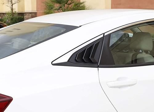 Miniatura 9 de iJDMTOY Ventana lateral trasera izquierdaderecha con acabado negro para ventanilla lateral trasera compatible con Honda Civic Sedan 2016-21
