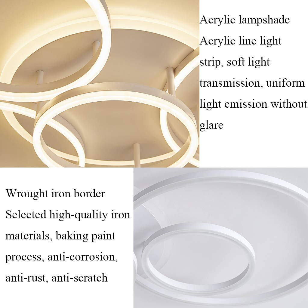 LED Modern Deckenleuchte Wohnzimmer Deckenlampe Creative Runden Deckenlicht Aluminium Acryl Lampenschirm Helligkeit Farbtemperatur einstellbar Esstisch Halle Beleuchtung Innenleuchte,Weiß