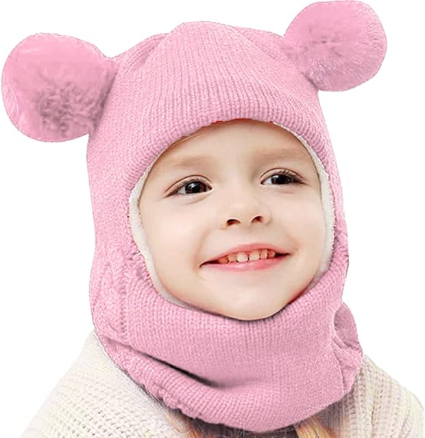Rongchuang Kids Childrens Balaclava Hat Fleece Ski Face Mask Winter Cap,Warm Knit Beanie Cap and Scarf for 5-14 Years Old Toddlers Boys Girls