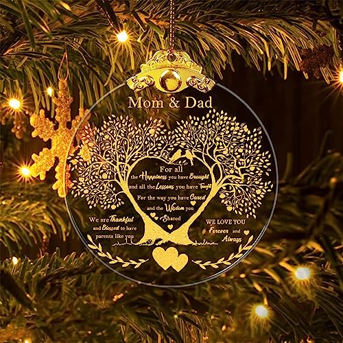Adorno de aniversario de boda para mamá y papá, mamá y papá, adorno de cristal de Navidad para pareja, marido, esposa, padres casados, abuelos, amigos, aniversario