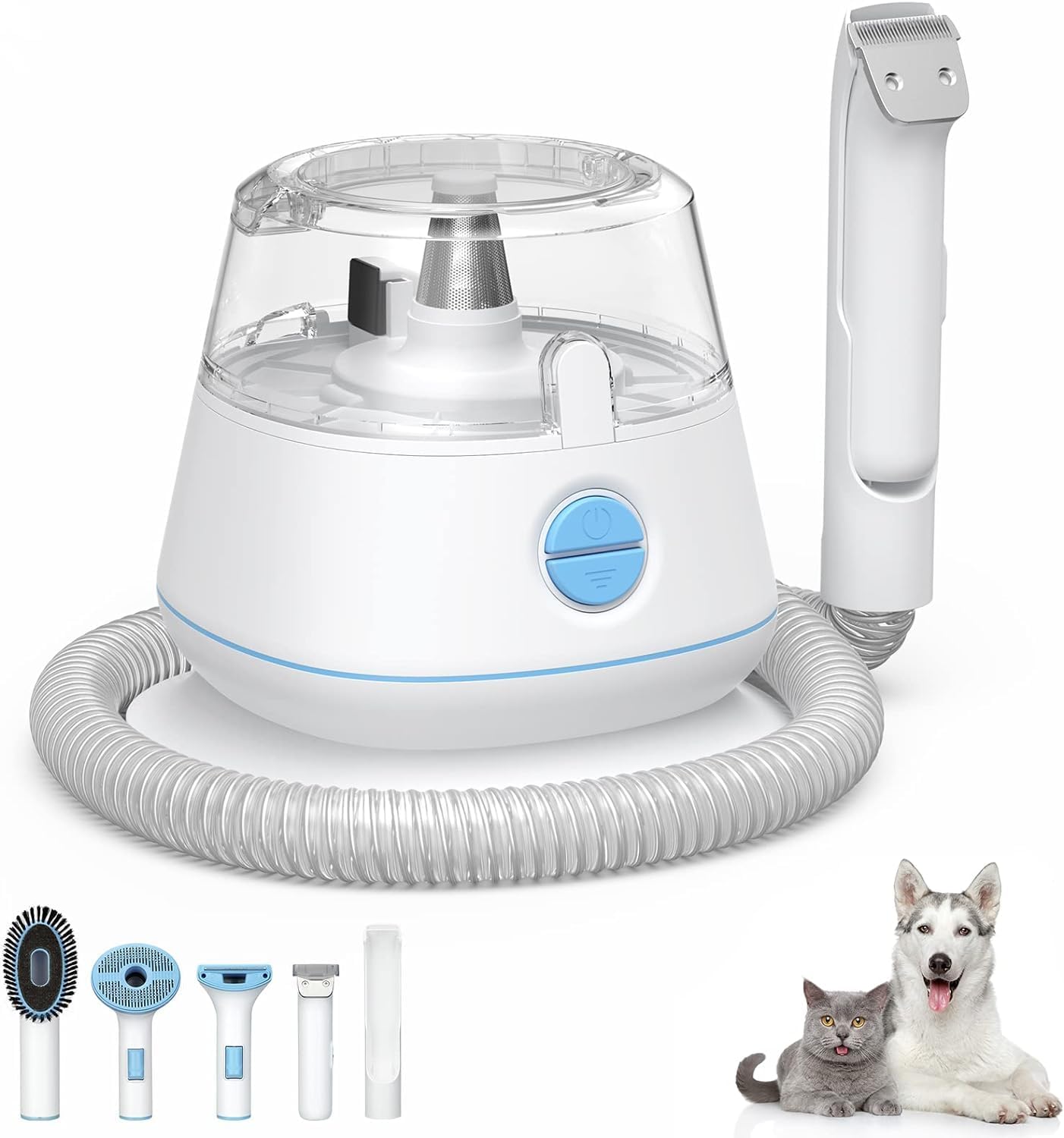 Kit di toelettatura per cani, kit professionale a basso rumore per la toelettatura degli animali domestici Aspirazione 99% peli di animali domestici, materiale ABS, silenzioso, toelettatore