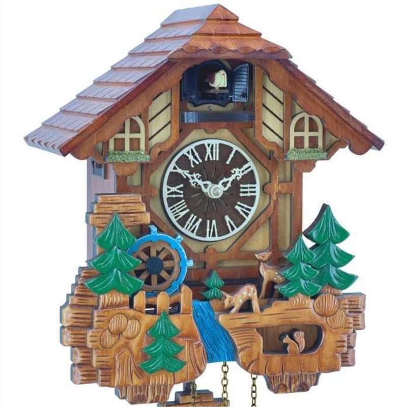 Horloge murale coucou bois sculpté main sonnerie heure