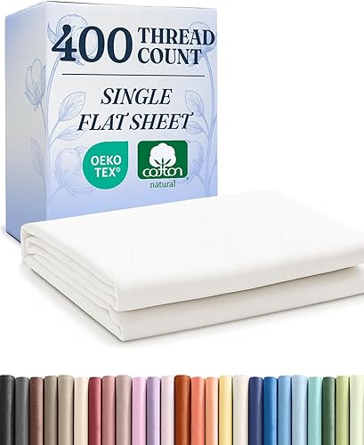 Sábana encimera de 400 hilos 100% algodón, cómoda, refrescante y transpirable, solo sábana encimera superior, ropa de cama de calidad de hotel de