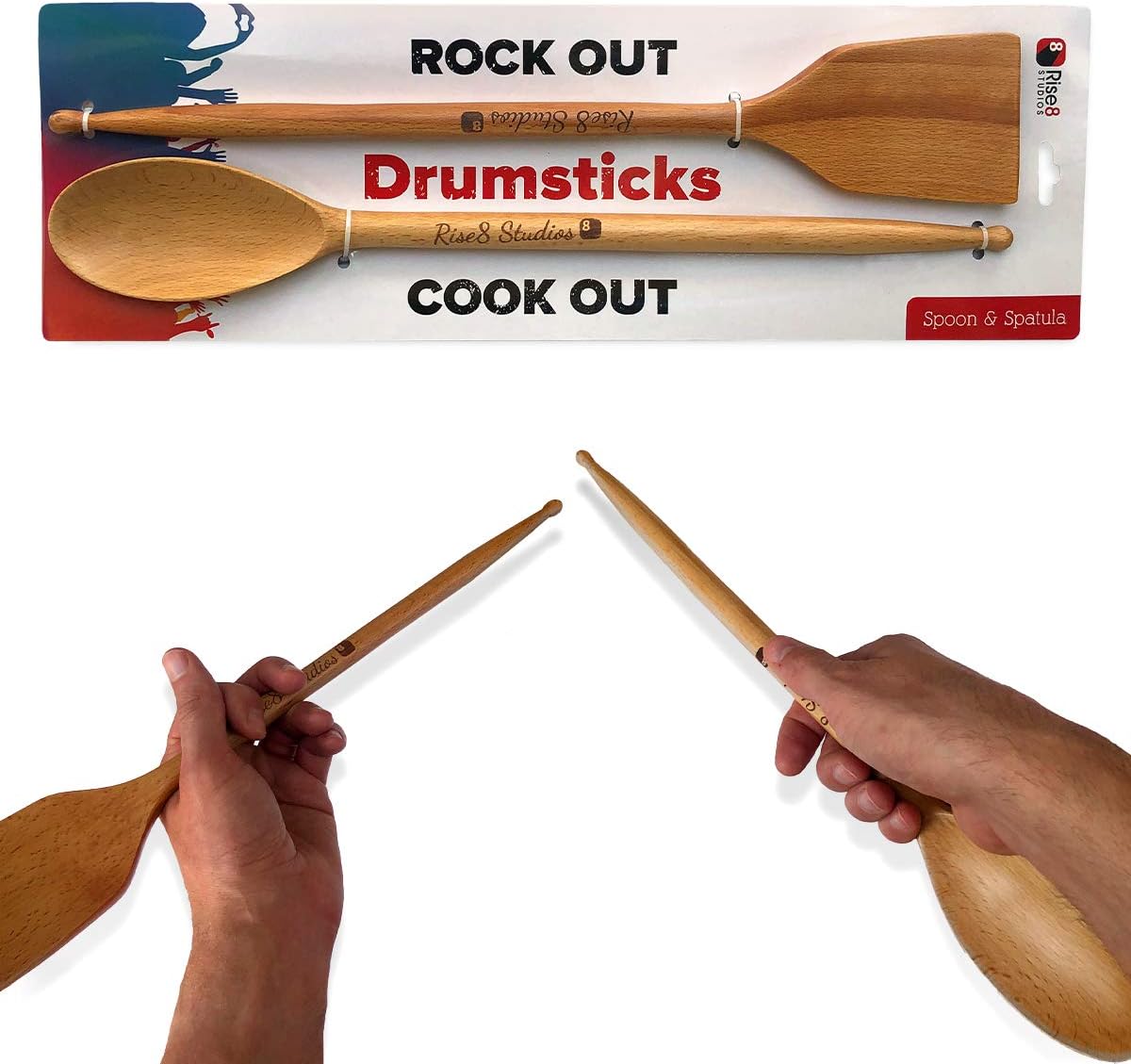 Rise8 Studios Drumstick Beech Utensil Set Spoon and Spatula