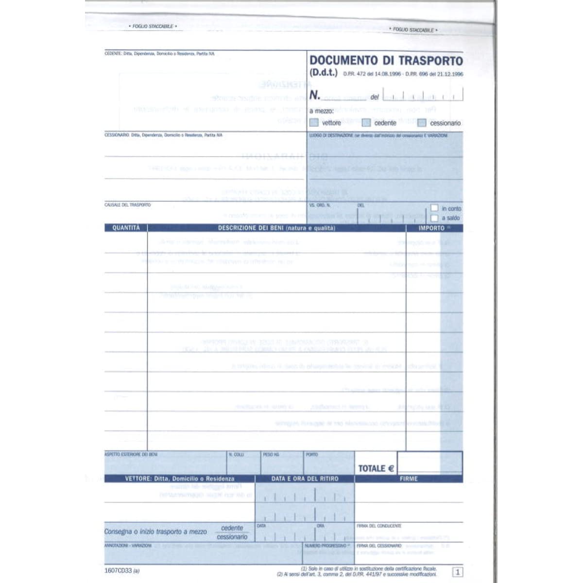 Blocco Documenti di trasporto Triplice copia 215x148mm 5 Pezzi