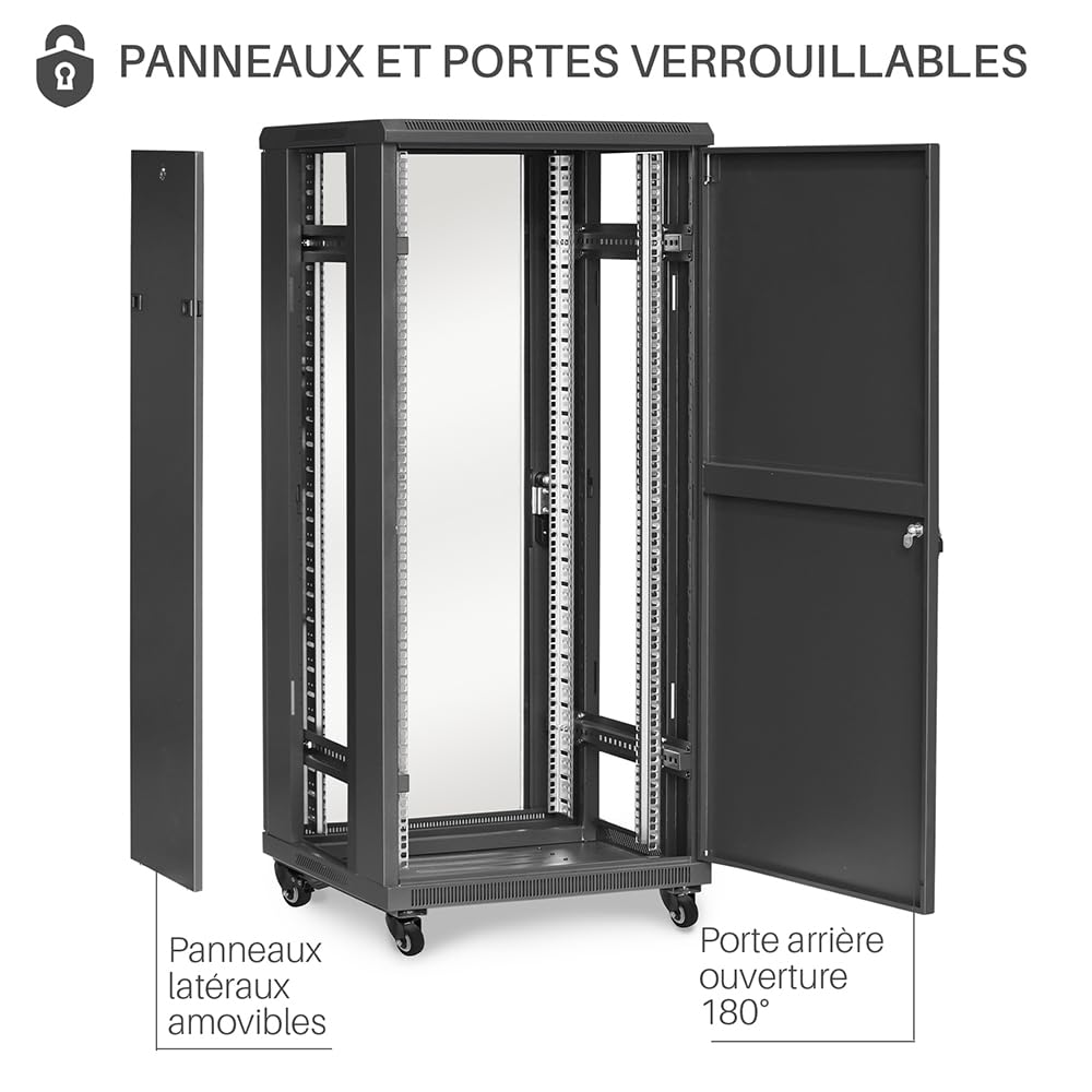 Waytex 37435M Armoire Baie de Brassage réseau 27U Noire 600x600 livrée montée