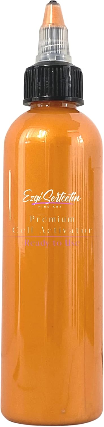 Premium Cell Activator | Ready to Pour | Create Perfect and Unique Cells in Your Painting Works | 4oz by Volume | by Ezgi Sertcetin (Metallic Orange Botéga)