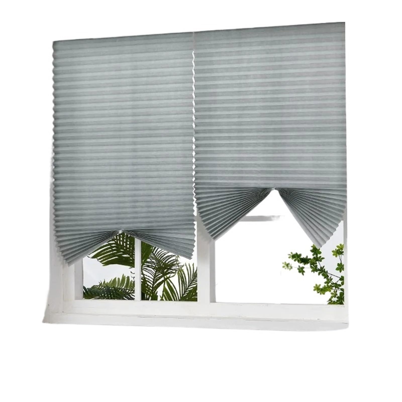 Self Adhesive Blinds Blackout Blind Pleated Blinds Self-Adhesive Window Shade Blackout Curtain Decor(Grey,60x180cm)