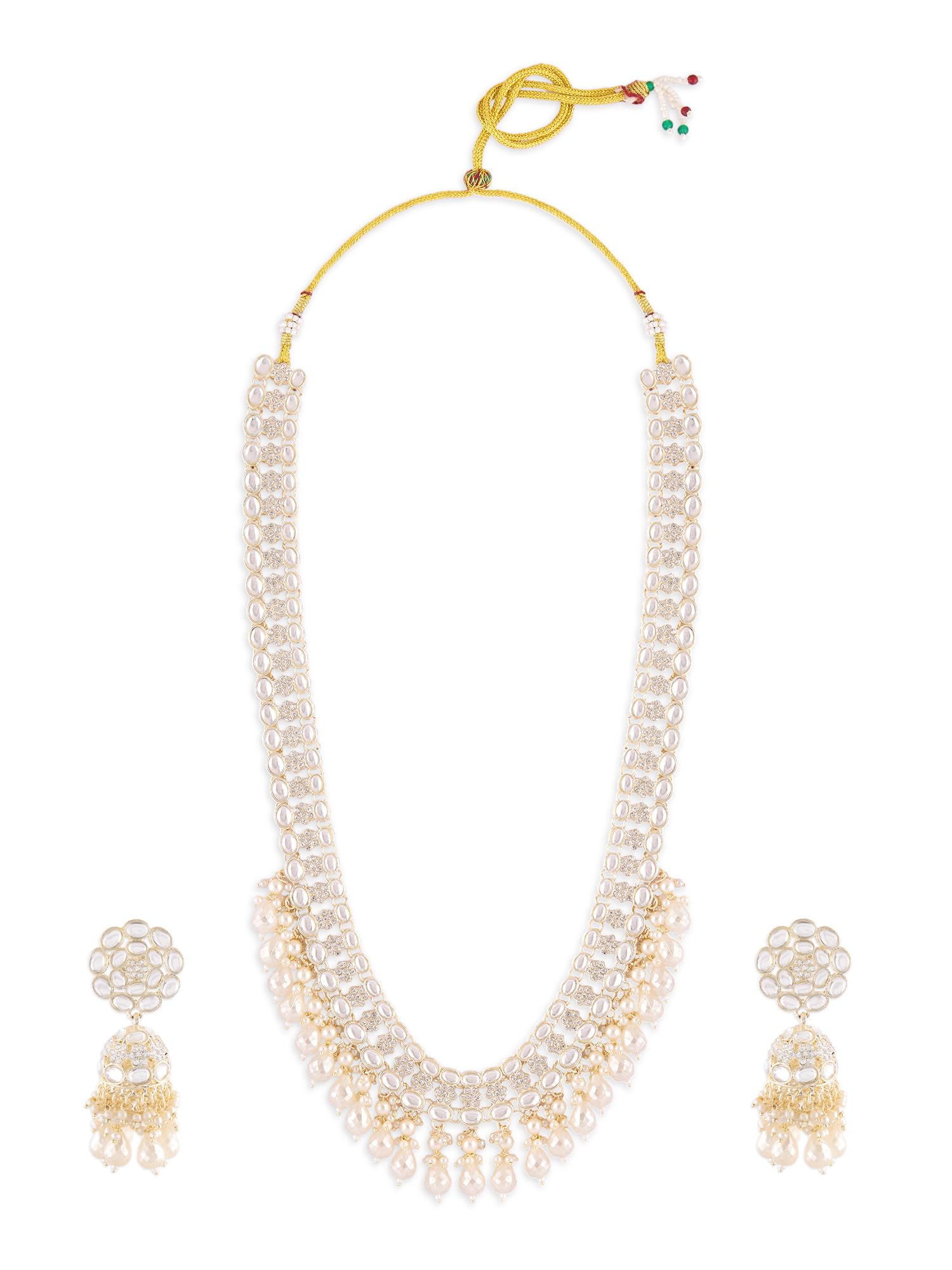 ZAVERI PEARLS Gold Tone Dazzling Kundan Cluster Beads Drop Long Bridal Necklace Earring Set For Women-ZPFK18010 (B0D2CHXXGF) Amazon Price History, Amazon Price Tracker