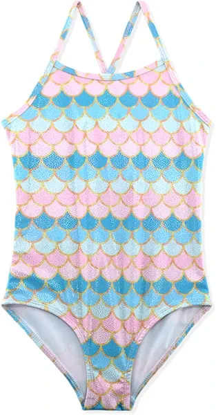 Girls Swimsuits Glittering Mermaid Scales for Kids One Piece Beach Clothes 2-8Years