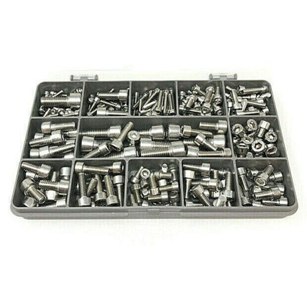/G 220 Piezas Tornillos de Cabeza Hueca Surtidos Tornillos de Cabeza Hueca métrica de Acero Inoxidable M3 M4 M5 M6 M8 DIN912 Kit de Surtido de Sujetadores