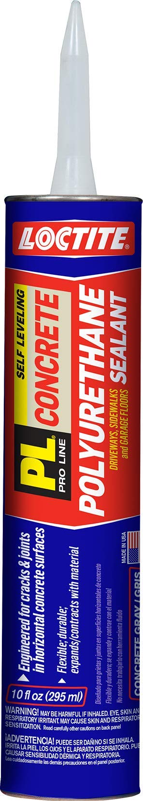 Loctite Polyurethane Self Leveling Concrete Crack Sealant, 10 Ounce Cartridge, Masonry Gray