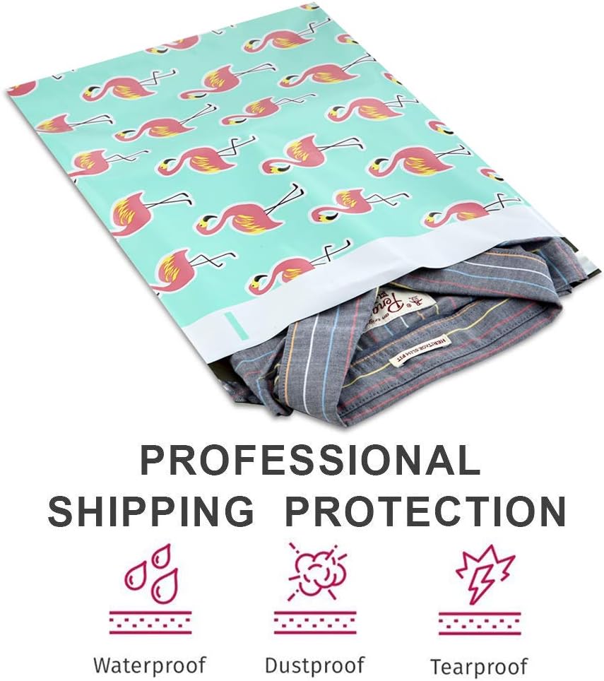 UCGOU Poly Mailers 10x13 Inch Flamingo Designer 100 Pack Patterned #4 Shipping Bags Mailing Envelopes Self Seal Waterproof and Tear Proof Boutique Postal Small Business for Clothes : Industrial & Scientific