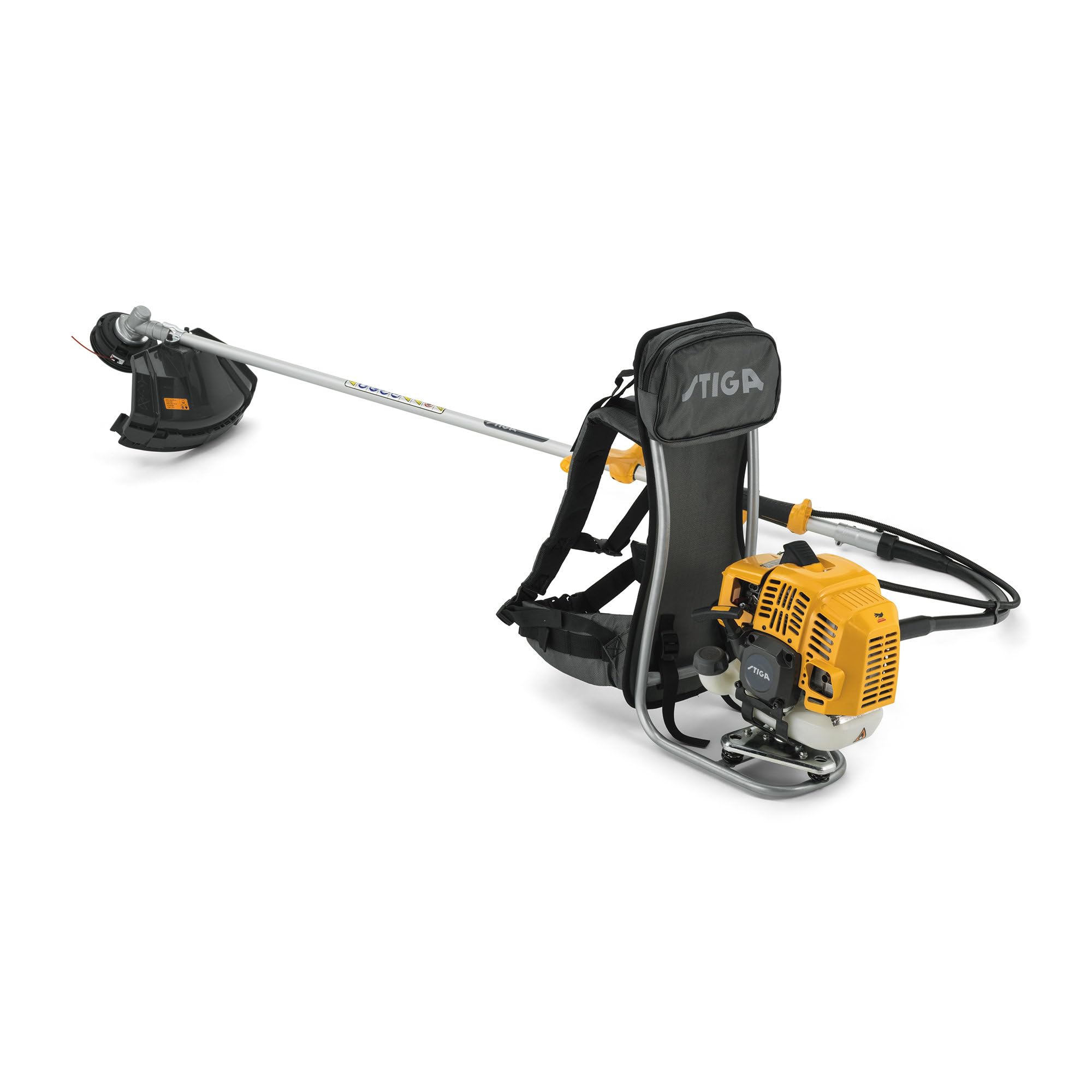 STIGA BC 555 R Decespugliatore a Zaino a Scoppio, 51,7 cc, 45 cm – Asta Flessibile, Testina Tap&Go + Lama 3T Incl. – Manutenzione Spazi Verdi