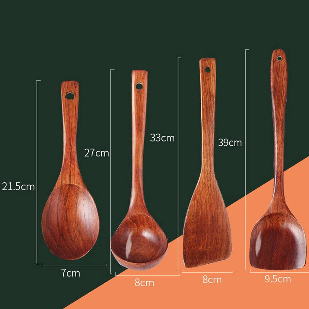 Kochlöffel-Set aus Holz, langer Griff, Salatgabeln und Löffel, antihaftbeschichtet, Küchenhelfer zum Kochen und Servieren, umweltfreundliche Verwendung für Hobbyköche