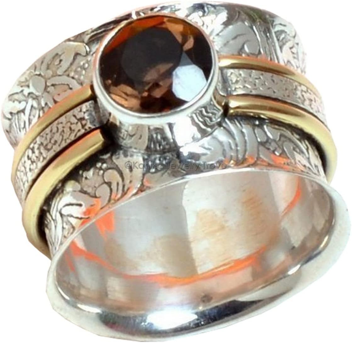 Kanika Jewelry Trove Wide Fusion Band Spinner Rings, Spinning Band Rings, Yoga Rings,Anxiety Rings, Gift Meditation Ring for Women & Men