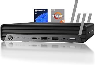 HP2025 Elite 805 Mini PC Desktop Computer, AMD Ryzen 5 (Beat i7-11700T), Ultra-Quiet Design, 64GB RAM, 2TB PCIe SSD, Dual 4K Display Support, USB-C, Wi-Fi 6, Keyboard & Mouse, Windows 11 Pro