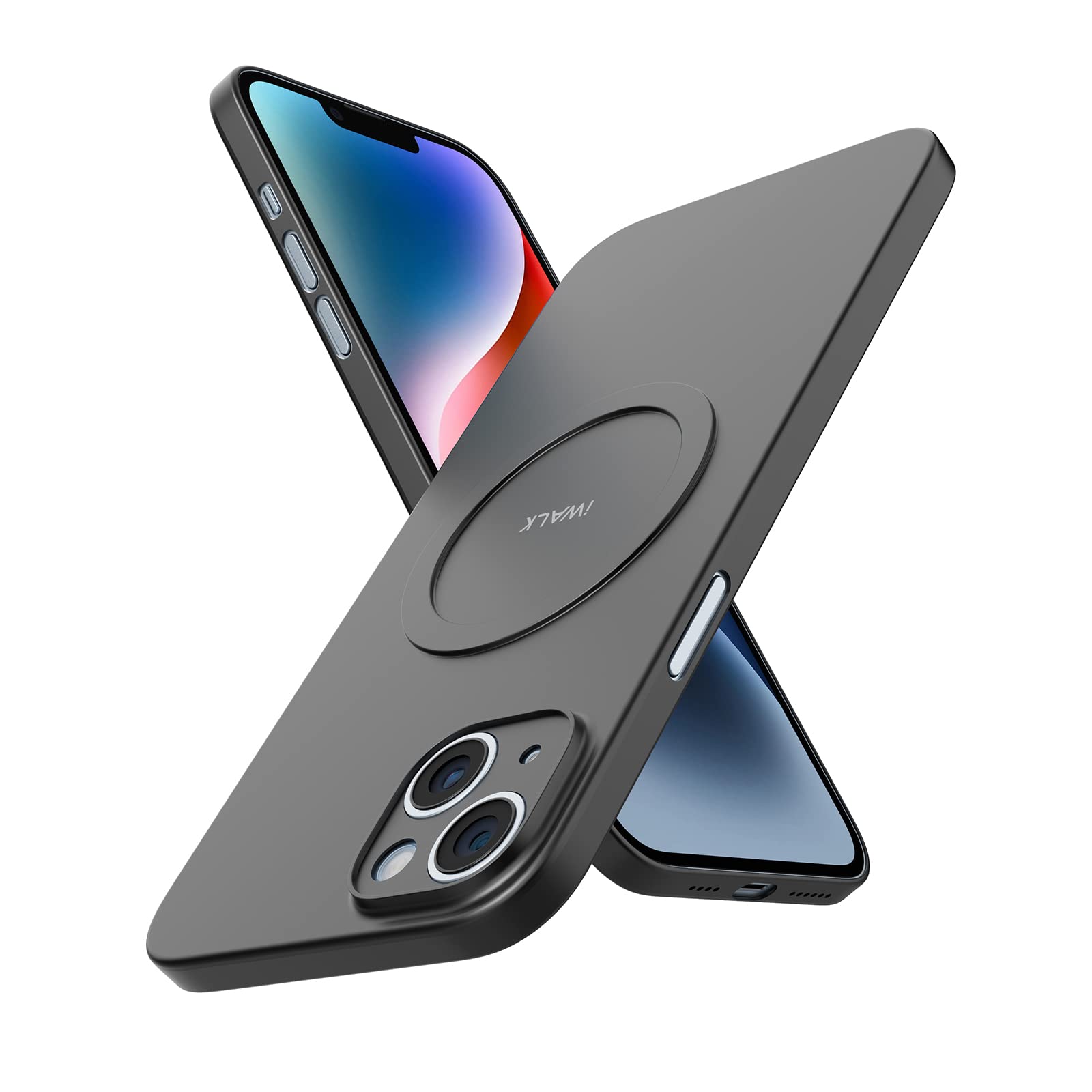 iWALK Magnetic Case for iPhone 13 Pro Max Case 6.1 Inch,Ultra Thin Lightweight Phone Case Compatible with MagSafe with Glass Screen Protector(Black)