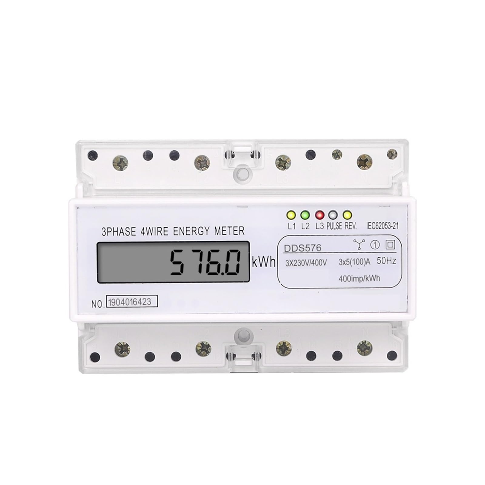 Contador de energía Digital Contador de kWh de Electricidad eléctrica analógica trifásica de 4 Cables Consumo de energía Riel DIN CA 380 V 400 V 100 A 50 Hz(Digital Type DDS576)