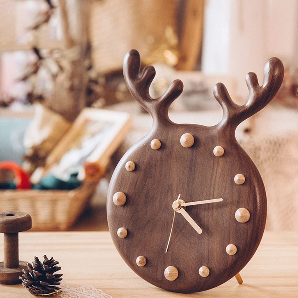 SUNESA Tischuhren Uhr Desktop Hölzerne Tischuhr Mute Schreibtischuhr Haushalt Kleiner Wecker Wanduhr Schlafzimmer Nachttischuhr Schreibtischuhr (Color : B, Size : 2)