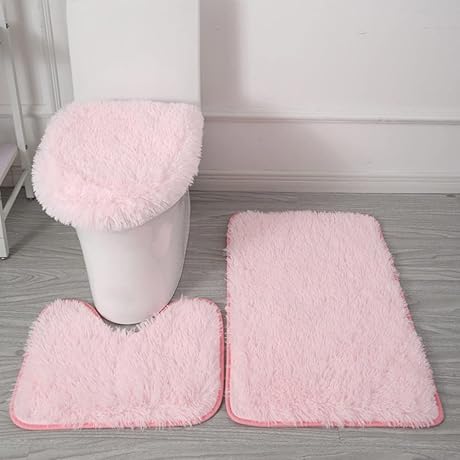 SEAHOME Pink and Black Bathroom Rug Sets: Elegance at Your Fingertips