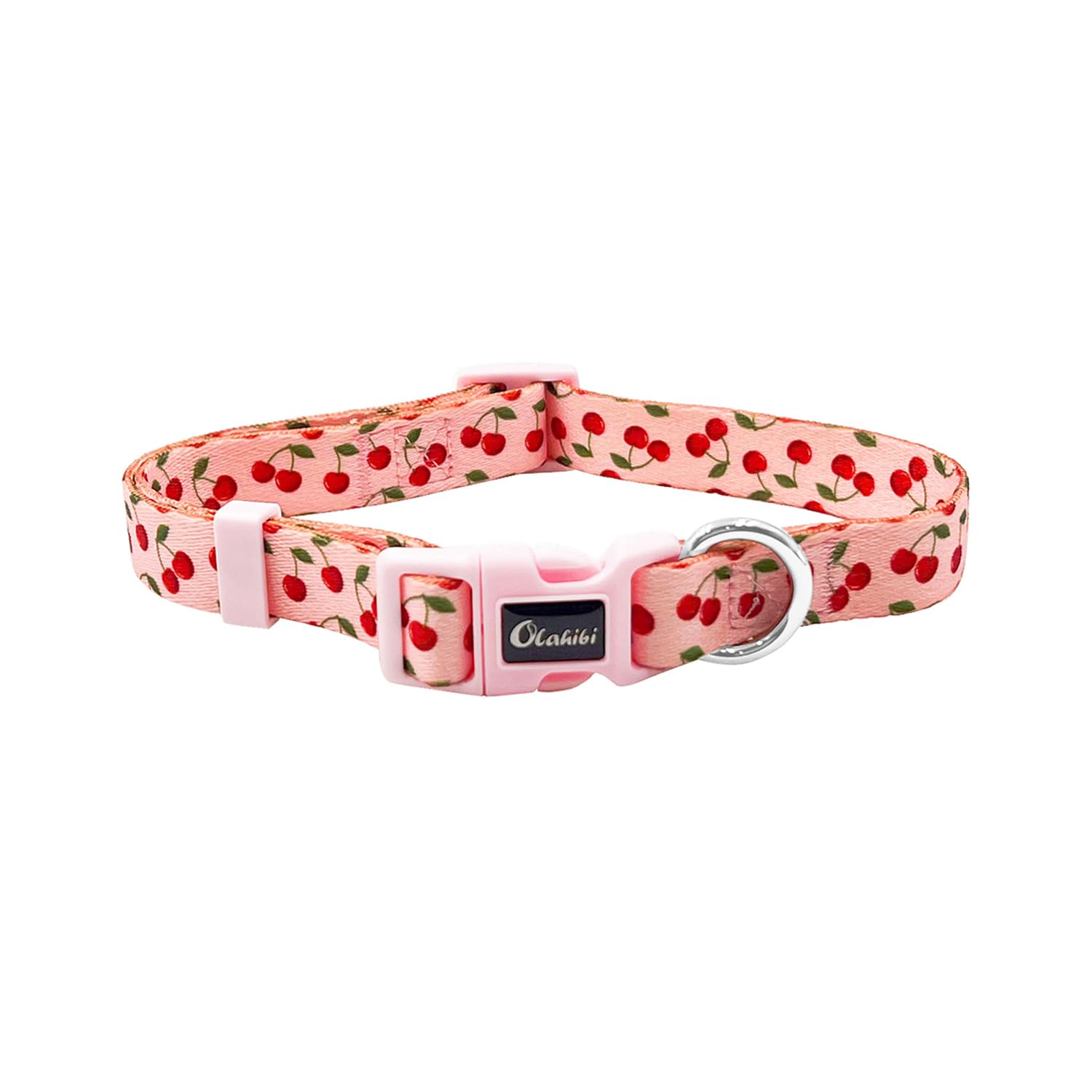 Olahibi Dog Collar and Leash Set, Cute Cherry Pattern, Polyester Material, 5ft Leash, for Large Dogs.(L,Pink Cherry) - Image 2