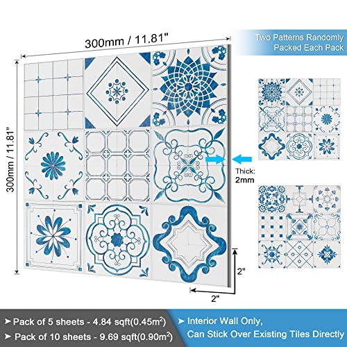Benice Floral Backsplash Tile Kitchen Peel And Stick Panels,Self Adhesive Moroccan Mosaic Flower Wall Tile Stickers Back Splashes For Kitchen 11.8"X11.8"Blue-10Tiles #TOP5
