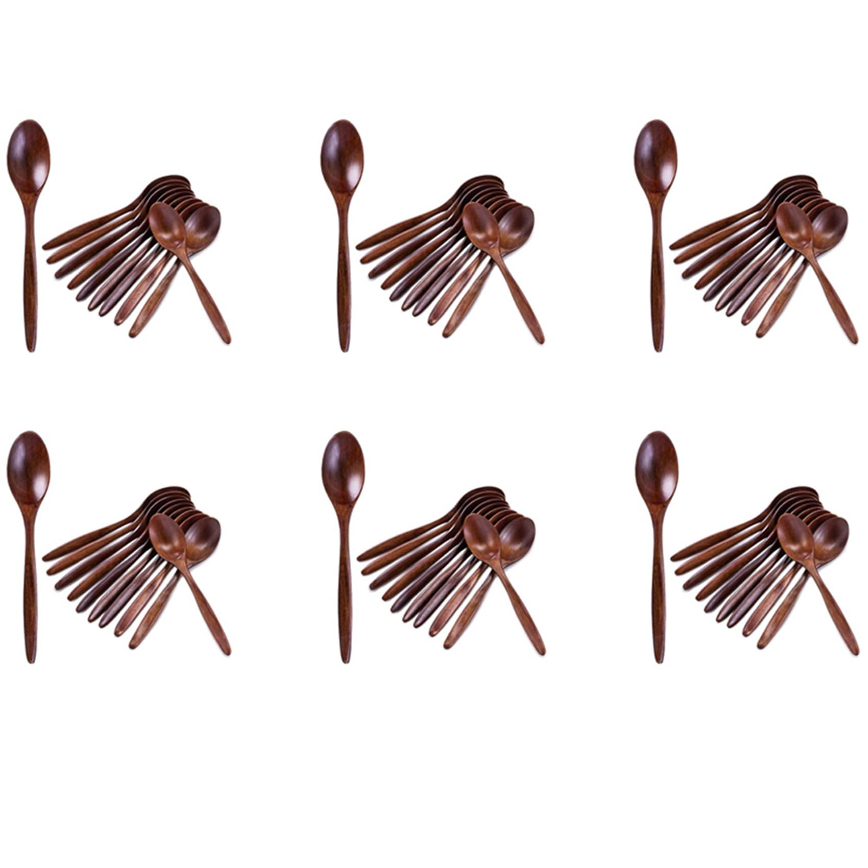 HolzlöFfel, 60 PCS SuppenlöFfel Set, Langstiel Naturholz EsslöFfel zum Mischen RüHren Kochen - 7,3