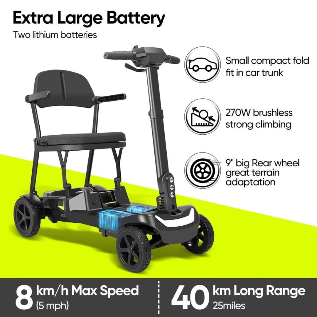 Scooter Per Disabili Per Adulti,Scooter Per Disabili A 4 Ruote Leggeri Per Adulti, Scooter Motorizzato Leggero, Portatile E Compatto Per Tutti I Terreni
