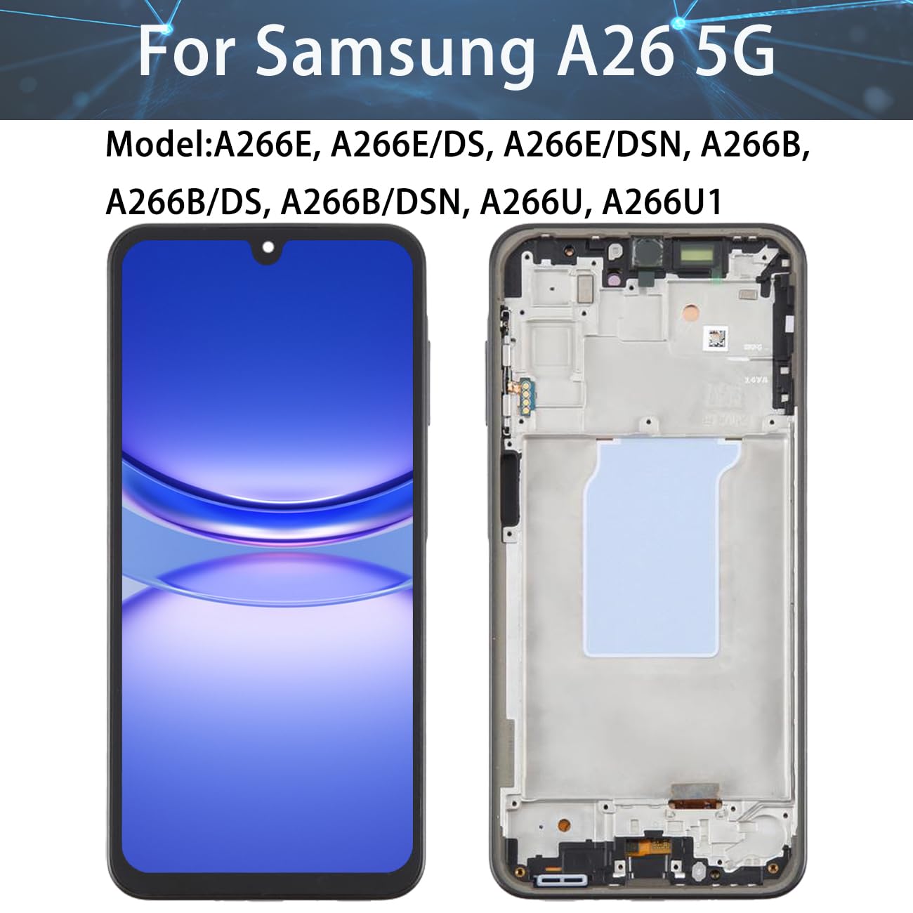 OLED - Display LCD per Samsung Galaxy A26 5G, originale A266B A266B/DS A266E, kit di riparazione (nero con cornice)