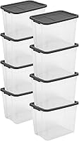 Vista 20 de Sterilite Paquete de 6 cajas apilables modulares, contenedores de almacenamiento de plástico transparente duraderos con tapas de cierre, 16 cuartos