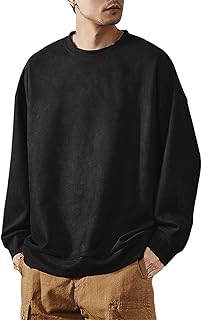 [W Wonyo] 長袖Tシャツ メンズ スウェード ロングtシャツ 大きいサイズ ロンT 丸首 プルオーバー 長袖 カットソー 無地 トップス 人気 中厚 スエード トレーナー おしゃれ クルーネック ティーシャツ カジュアル 秋服 秋冬春