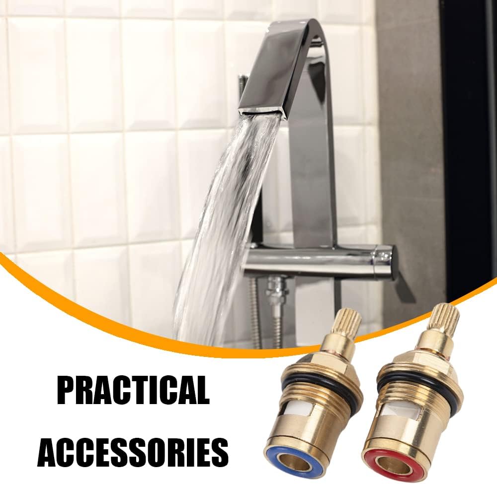 2 Pcs Quarter Turn 1/2" Replacement Tap Valves Brass Ceramic Stem Disc Cartridge Faucet Valves Replacement Valve Cartridge Spares for Faucet