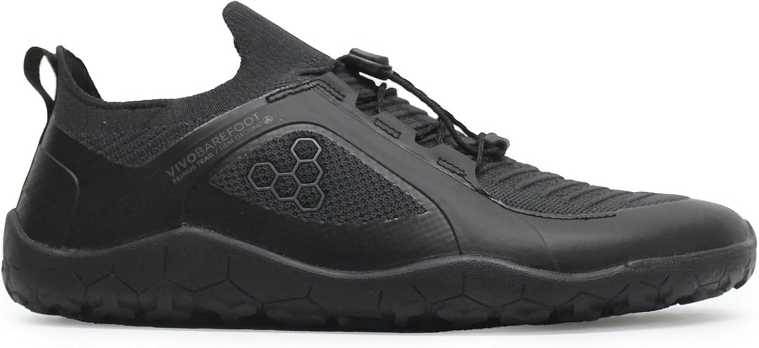 Vivobarefoot Primus Trail Knit FG Womens | Barefoot Trainers | Ultra-Lightweight Shoe | Build Strength, Balance & Mobility | Wide Fit Grounding Shoes | Flexible Obsidian