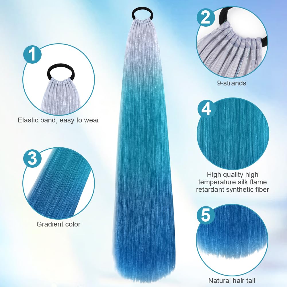 Aomig Coloured Ombre Wig Rainbow Hair Extensions - Image 3