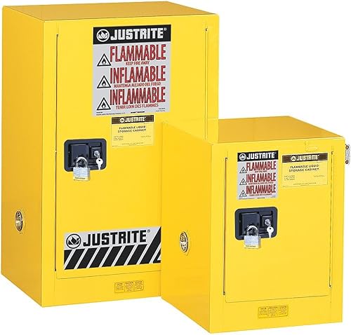 Miniatura 13 de Justrite Gabinete de almacenamiento inflamable para encimera de cierre manual de 12 galones, acero de calibre 18, 1 estante, gabinete de fuego de 1