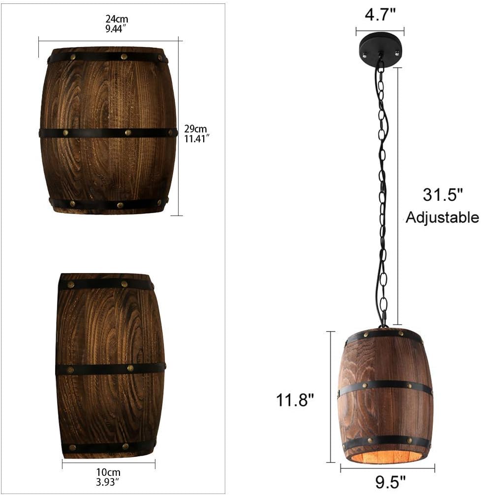 Antique Wood Wine Barrel Wall Light & Pendant Lamp