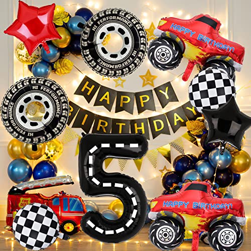 Monster Truck Party Decorations, 9Pcs Monster Truck Birthday Number Foil Balloon For Monster Truck 4Th Birthday Race Car Theme Party Supplies (4Th) #TOP6