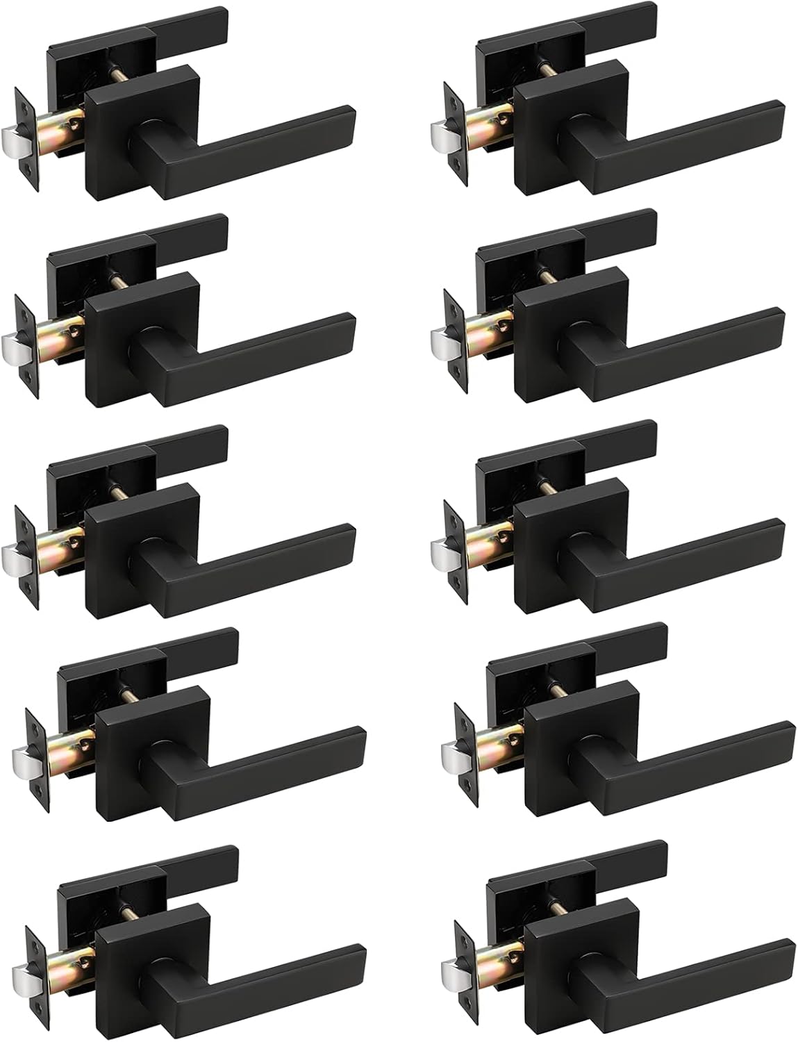 Probrico 10 Pack Matte Black Passage Door Levers Interior