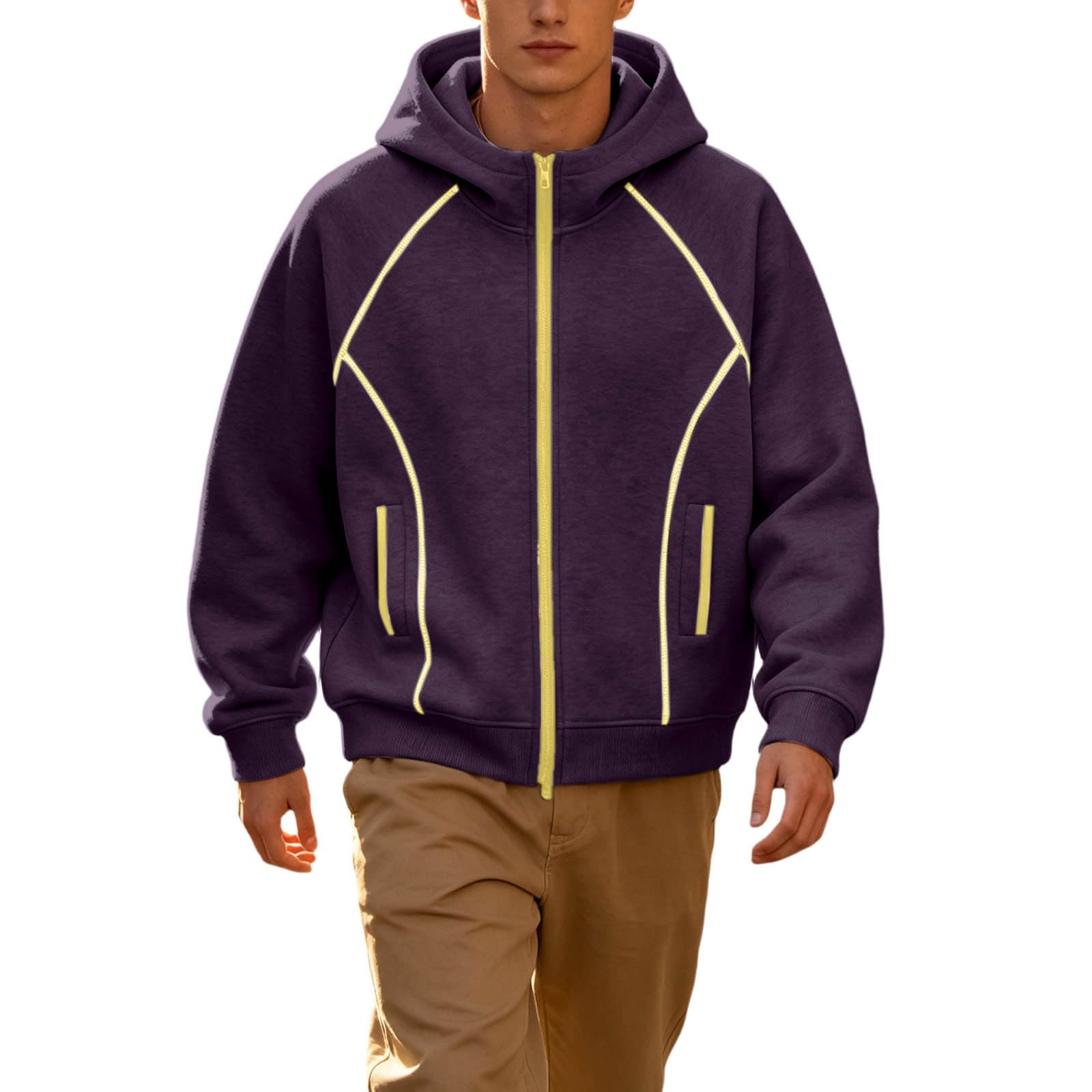Felpa con Zip streetstyle da Uomo con Dettagli a Contrasto, Moderna Giacca