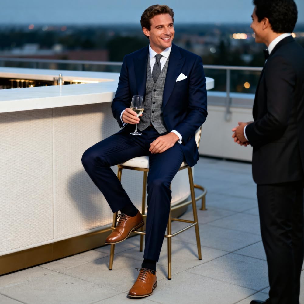 Bruno Marc Men's Lace Up Soft Cap-Toe Formal Dress Shoes - Image 3