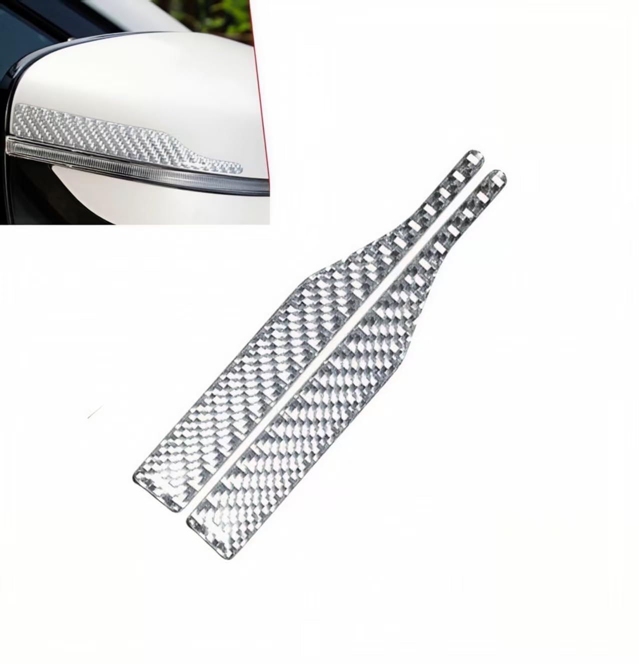 ZJJLAX 2 Pcs Wing Mirror Protector for Citroen Jumpy Multispace 2012-2015, Carbon Fibre Anti Scratch Edge Trim Guard Exterior Mirror Protection Strip,Silver