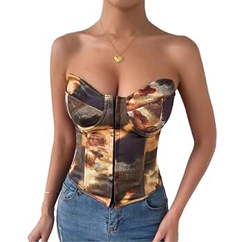 Amazon.com: Swbreety Women's Sexy Floral Printed Bustier