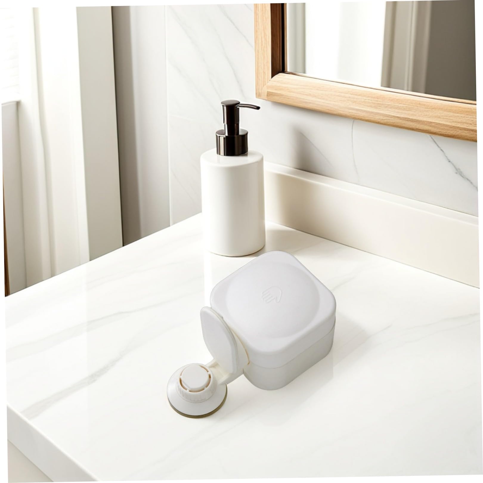 BESPORTBLE Dispensador de Jabón para Pared Ventosa ABS, Diseño Moderno y Dispensación, Adecuado para Duchas en Cocinas y Escuelas
