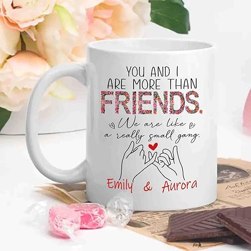 Miniatura 9 de Taza de café personalizada con 5 amigos, diseño de flores con texto en inglés "If Friends Were Flowers I'd Pick You", taza de café de 11 onzas y 15