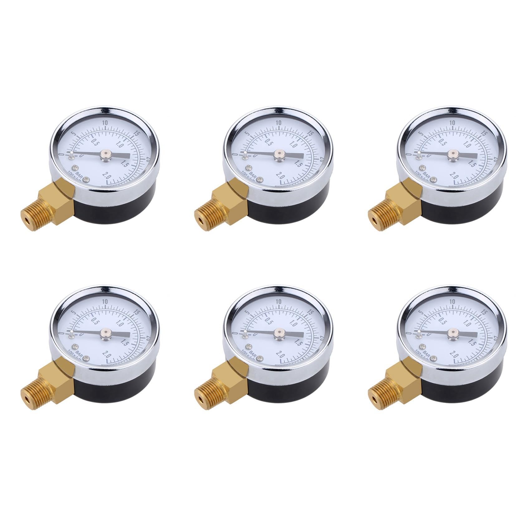 Jnchdghwa Black 6X Pressure Gauge - 0-30 Psi 0-2 Bar Mini Gauge Compressor Meters Hydraulic Pressure Gauge Gage Double Scale