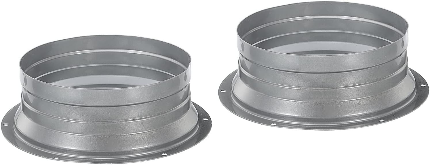 PATIKIL 6 Inch Duct Connector Flange, 2 Pack Metal Fitting Straight Pipe Flange Round